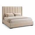 Modernes Polsterbett Beige mit hohem Kopfteil 180x200 cm