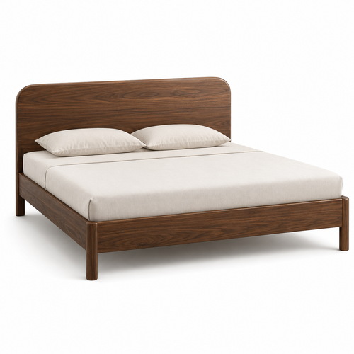 Bettgestell Nussbaumoptik mit gerundetem Kopfteil 180x200 cm