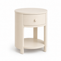 Runder Nachttisch Creme mit Ablageboden 38x38x50 cm