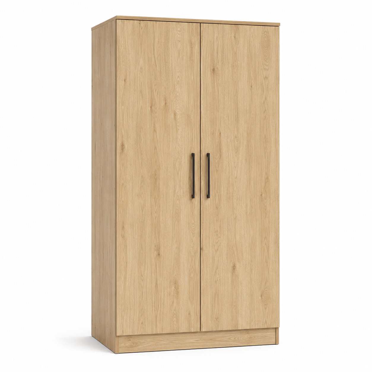 Zweitüriger Kleiderschrank Eiche Natur mit Kleiderstange 120x55x200 cm