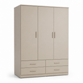 Dreitüriger Kleiderschrank Sandbeige mit Schubladen 150x58x200 cm