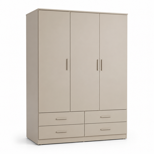 Dreitüriger Kleiderschrank Sandbeige mit Schubladen 150x58x200 cm