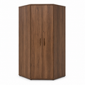 Eckkleiderschrank Walnussoptik mit Einlegeböden 95x95x200 cm
