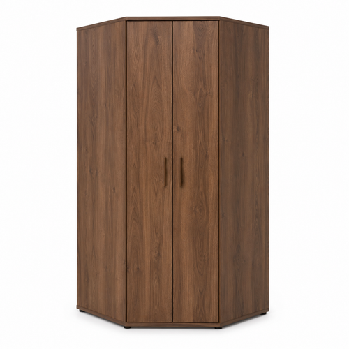 Eckkleiderschrank Walnussoptik mit Einlegeböden 95x95x200 cm