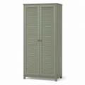 Kompakter Kleiderschrank Salbeigrün mit Lamellentüren 100x55x190 cm