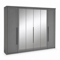 Kleiderschrank Grau mit Spiegelfront 200x60x215 cm