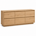 Breite Kommode Eiche Natur mit sechs Schubladen 140x40x80 cm