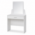 Schminktisch Weiß Matt mit Spiegelaufsatz und Schublade 90x45x140 cm