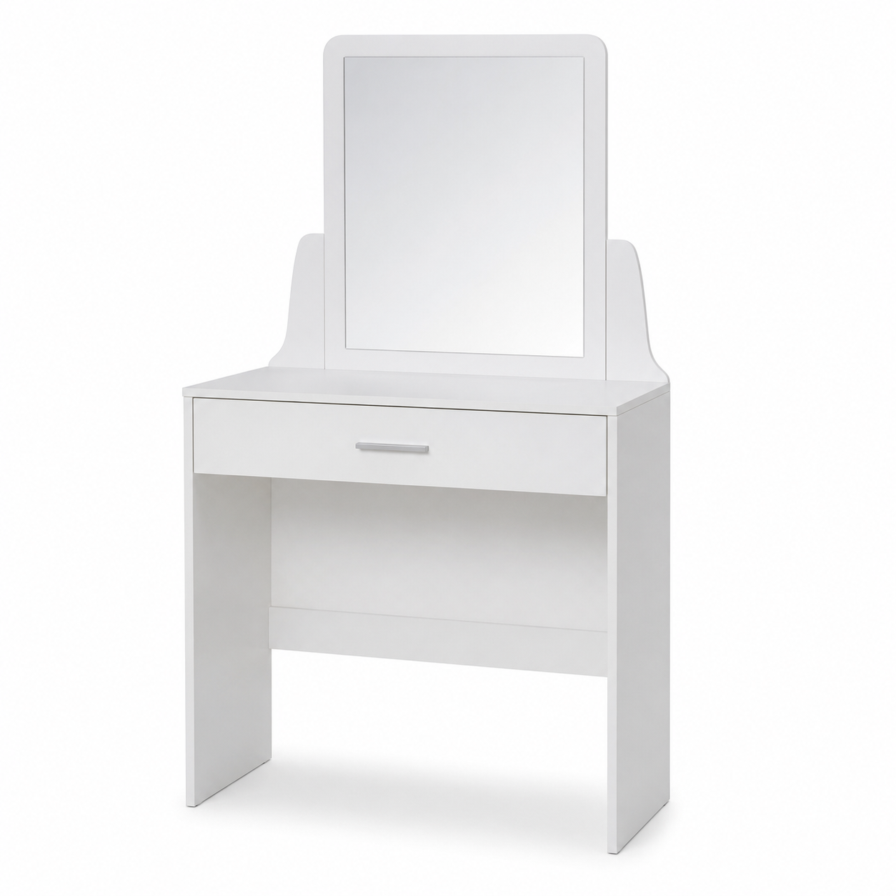 Schminktisch Weiß Matt mit Spiegelaufsatz und Schublade 90x45x140 cm