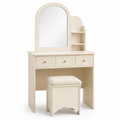 Frisiertisch Creme mit Hocker und drei Schubladen 80x40x135 cm